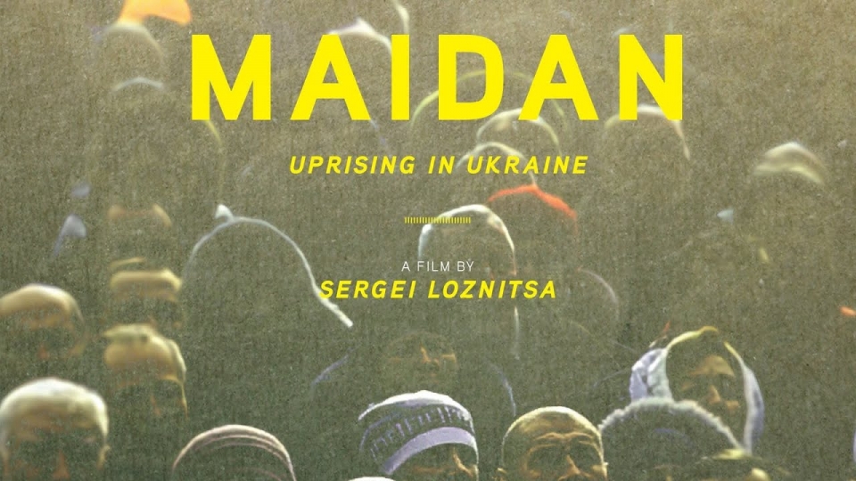 영화 〈마이단〉 포스터 (출처: Довженко-Центр / 도브첸코 센터)<br>우크라이나 도브첸코 센터는 우크라이나 침공에 대한 이해를 돕고 우크라이나군을 지원할 모금을 위해 3월 2일 유투브를 통해 〈마이단〉(128min ver.)을 업로드했다. 영상에는 영어자막이 지원된다.<br>(링크: https://www.youtube.com/watch?v=bbdarLkUKVI)