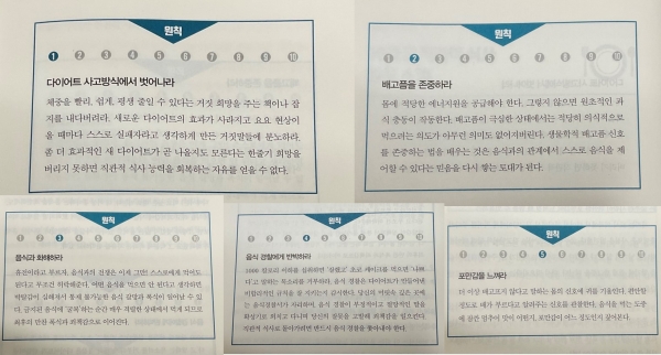 (사진 4) 직관적 식사 10가지 원칙 중 1~5원칙