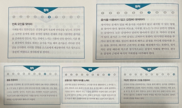 (사진 5) 직관적 식사 10가지 원칙 중 6~10원칙 (출처: 직접 촬영)