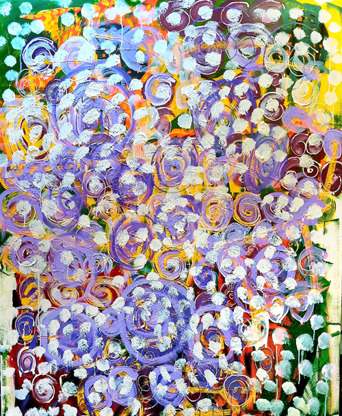 Flowers woman. 122x153cm Mixed media on canvas.