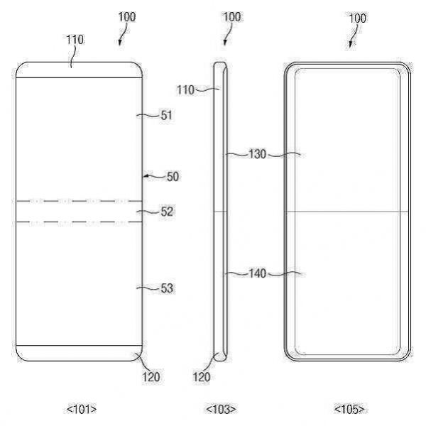 삼성전자의 특허 ‘접이식 플렉서블 디스플레이 장치(Foldable Flexible Display Device)’ 사진. 특허정보검색서비스 키프리스 제공