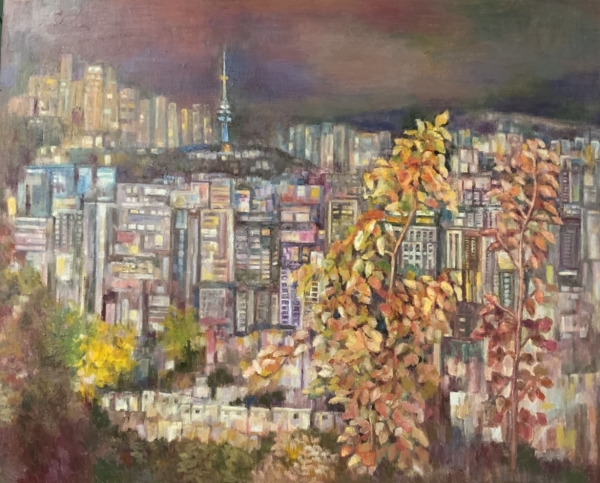 북악스카이웨이의 야경, 재료/ Oil on canvas, 65.1X60.6, 2024