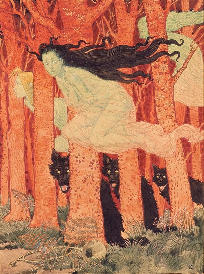 오젠 그라세 - 「세 여성과 세 마리 늑대」, 1892년경
