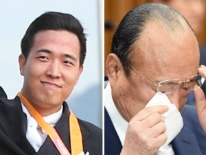 술집 난동으로 물의를 빚고 있는 한화건설 김동선 신성장전략팀장(사진 왼쪽)과 한화그룹 김승연 회장.