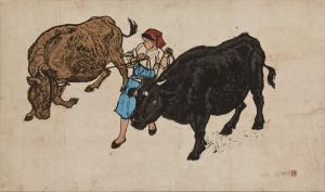 &lt;소몰이&gt;, 1963 - 정현웅, 종이에 판화, 45.8 x 77.3 cm, 개인 소장