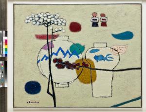 김환기(1913-1974), &lt;정원&gt;, 1956, 캔버스에 유채, 80.5x100cm, 개인소장​​​​​​​ⓒ (재)환기재단·환기미술관 Whanki Foundation·Whanki Museum