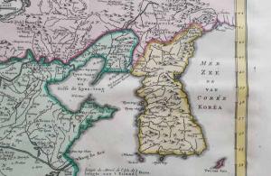 프랑스 왕실 수로학자 벨렝 Jacques- Nicolas Bellin이 1747년 제작한 고지도. 동해는 프랑스어와 네덜란드어로 '한국해'로 표기돼 있다.&nbsp;/재판매 및 DB금지
