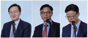 ▲ 좌로부터 포럼 환영사와 축사를 하는 유홍림 서울대총장, 정병선 한국과학기술기획평가원 원장, 김준기 서울대 국가미래전략원 원장. 사진=유철호