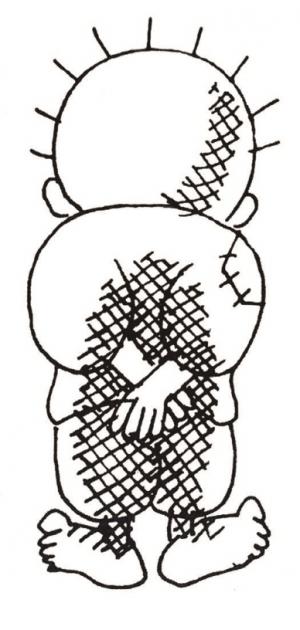 신문삽화가 나지 알 알리(1937~1987)가 1973년에 만든 한달라(Handala)라는 캐릭터는 팔레스타인의 정체성을 상징하는 존재다. 누더기를 걸치고 뒷짐을 진 채 등을 보이고 있는 그의 모습은 한 국가를 기다리는 국민의 끈기를 상징한다. 그 국가가 탄생하는 날, 한달라도 자신의 얼굴을 드러낼 것이다.