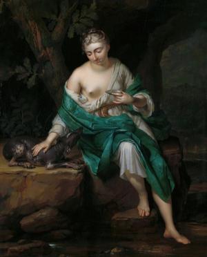 A woman with dog Herman van der Mijn (Dutch, 1684-1741)