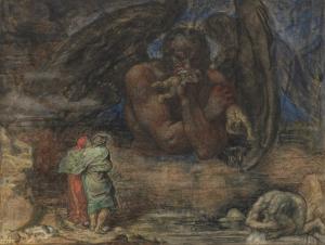 Dante and Virgil encounter Lucifer in Hell (1923) Henry John Stock (English, 1853-1930)