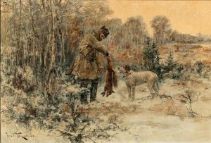 Hunters with Dead Fox (1909) Jaroslav Věšín (Czech, 1860 - 1915)