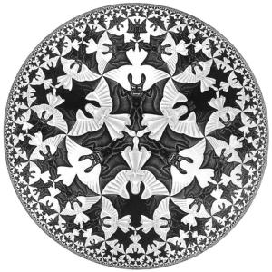 Circle Limit IV (Heaven and Hell)" Woodcut. 1960.