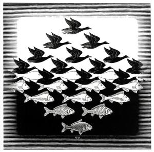 "Sky and Water I." Woodcut 1938.