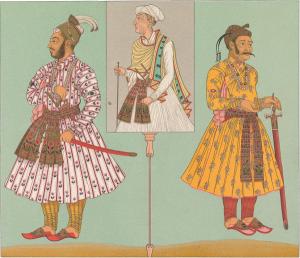 작가 미상 - 「무굴 제국의 고위 관료들」 샤테뇽의 석판화, 1878년